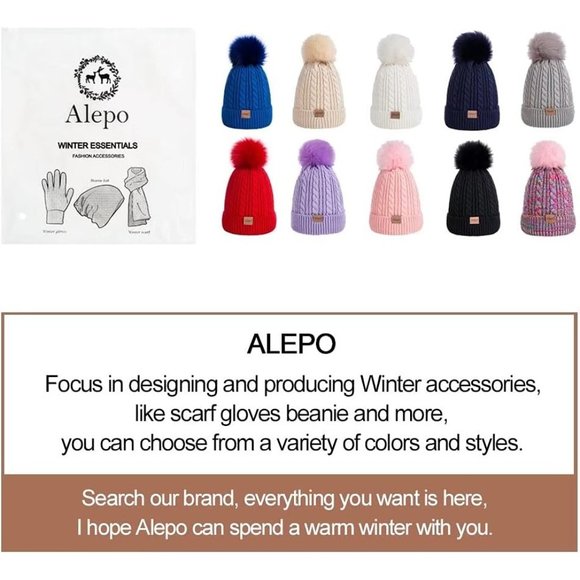 Kids Winter Beanie Children's Warm Fleece Lined Knit Thick Ski Cap with Pom - Picture 9 of 9